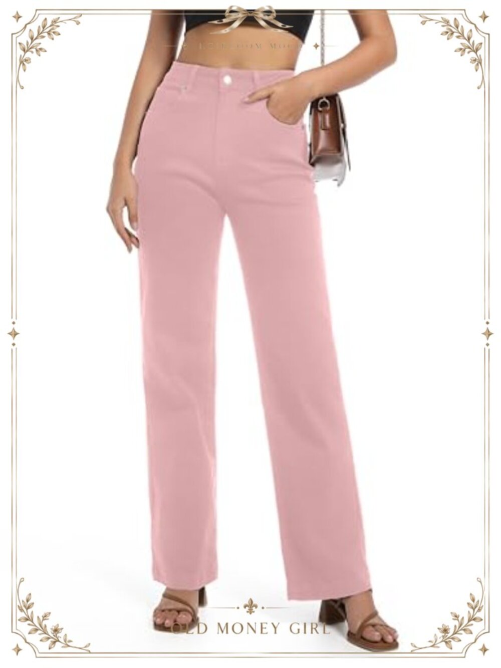 High Waisted Straight Leg Stretchy Jeans Wide Leg Tummy Control Denim